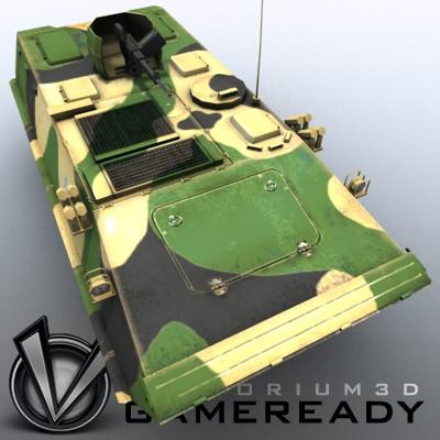 3D Model of Game-ready model of modern Chinese Armoured Personnel Carrier ZSD89 (Type89) with two RGB textures: 1024x1024 for APC and 1024x512 for track and wheels. - 3D Render 5